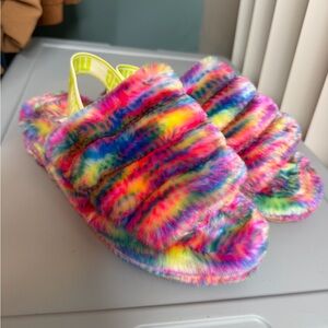 UGG Fluff Yeah Pixelate slingback slippers multicolor faux-shearling  Size 8